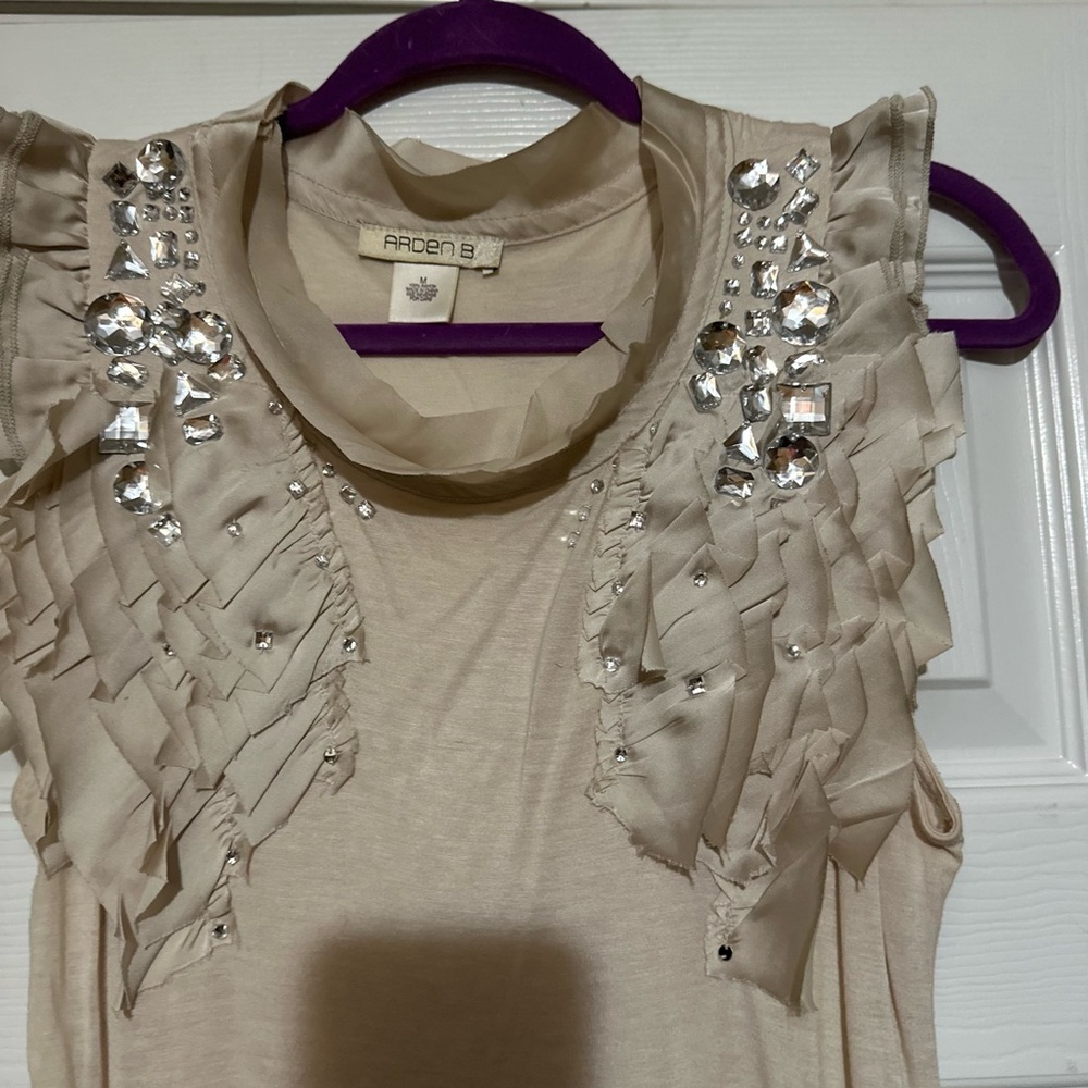 Arden B Cream Embellished Women's Top/ mini dress